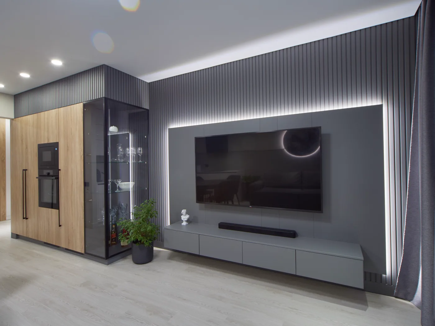 Квартира под ключ - гостиная с ТВ-стенкой
